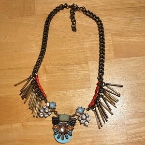 Statement Necklace with Blue and Pink Accents